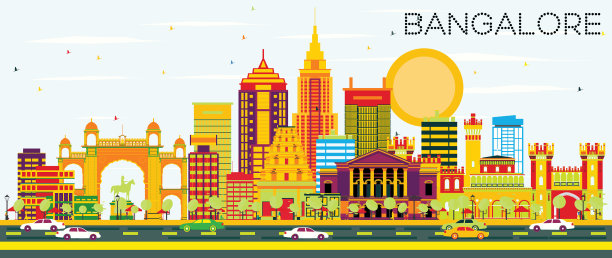 色彩建筑的班加罗尔天际线图片下载