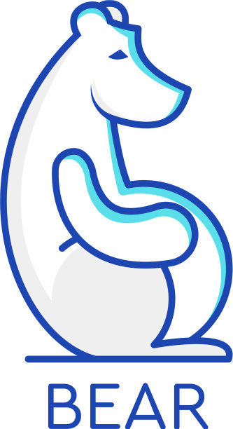 风格化图形北极熊标志模板图片下载