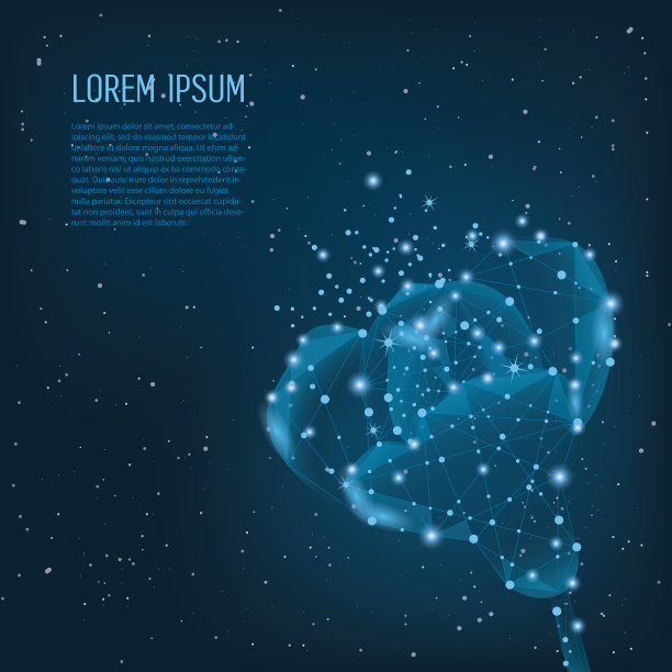 创造性的多边形花在深蓝色的背景图片下载