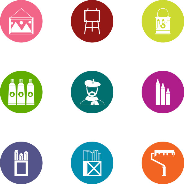 使用彩色图标设置平面风格图片下载