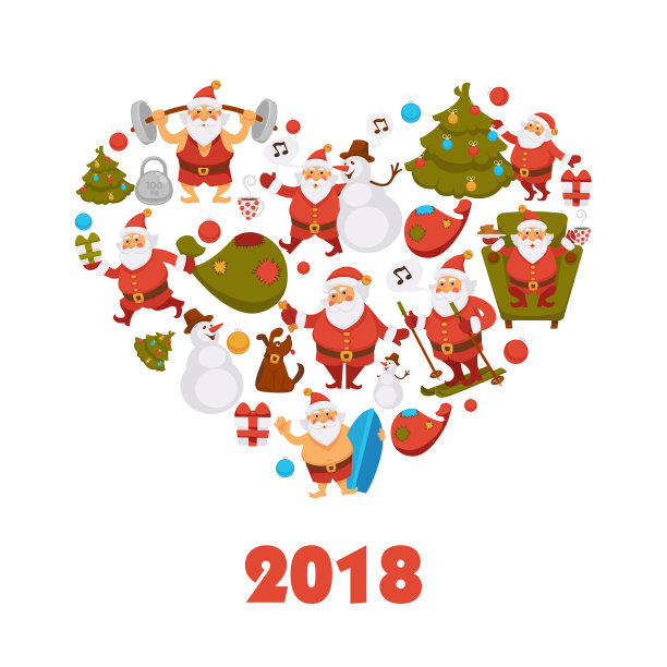 2018新年圣诞卡通人物庆祝图片下载