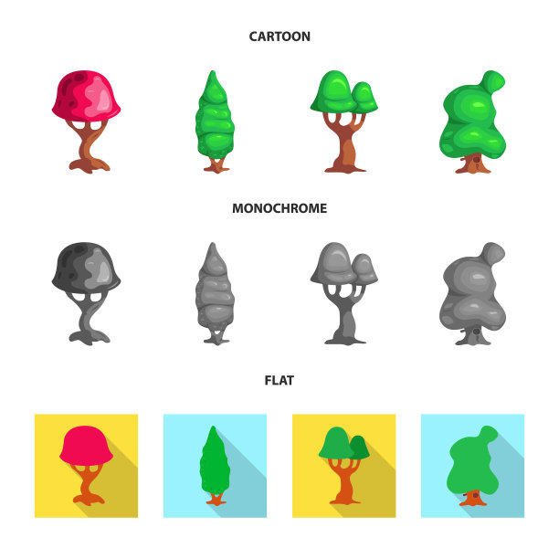 设计的树和自然图标收集图片下载