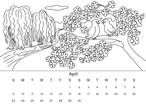 带着色书的日历图片下载