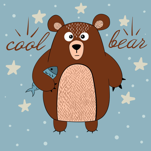 可爱的熊和鱼图片下载