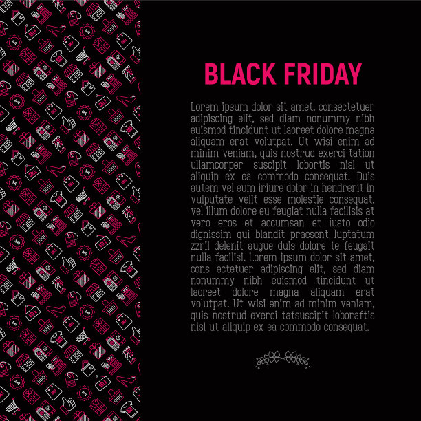 黑色星期五销售概念与细线图标图片下载