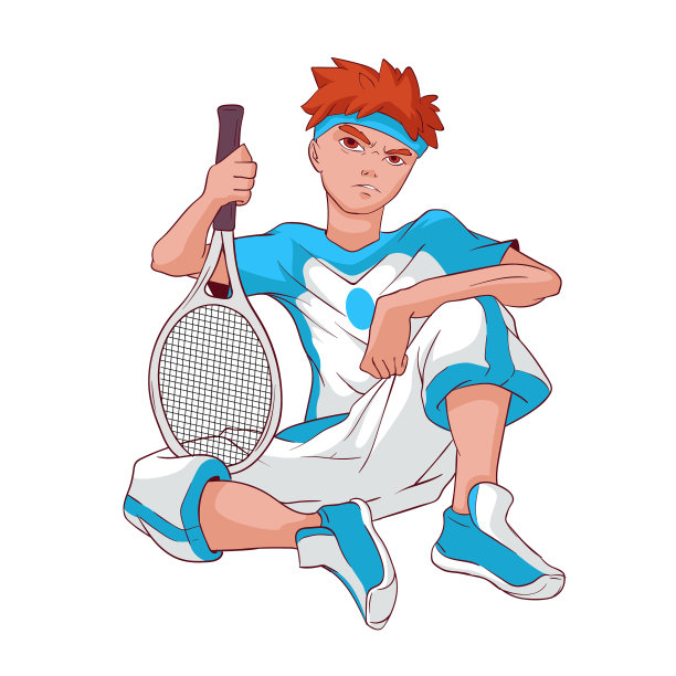 红发少年，穿着蓝白运动服图片下载