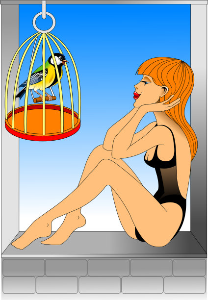 女孩和鸟图片下载