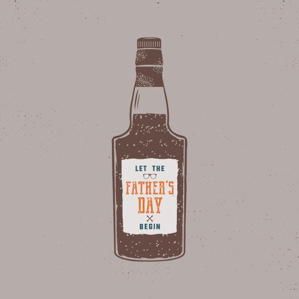 父亲节标签设计朗姆酒瓶与标志图片下载