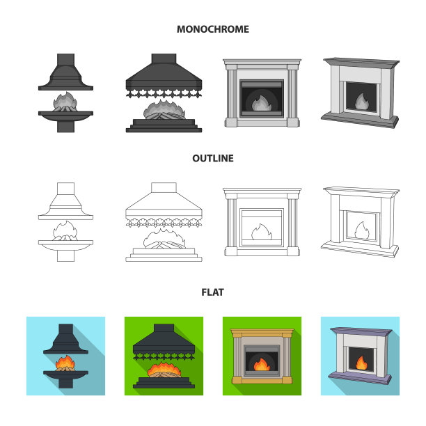 火温暖和舒适的壁炉集图片下载