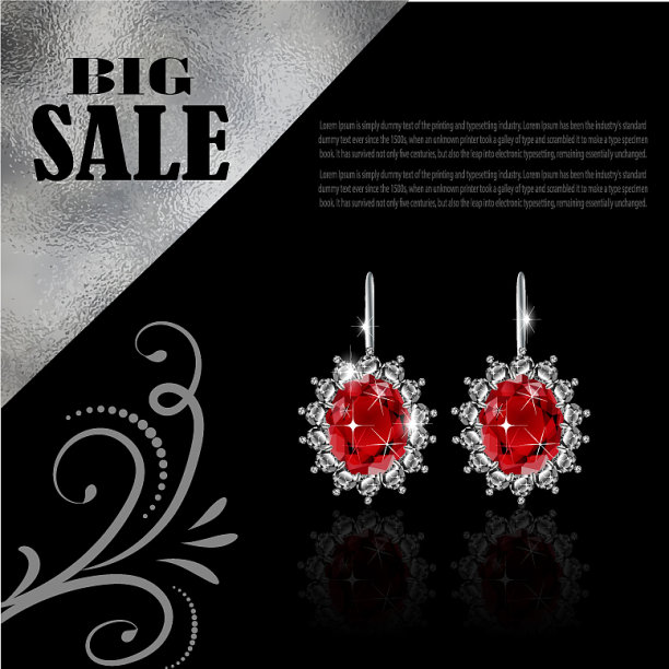 金色的红宝石和钻石耳环图片下载