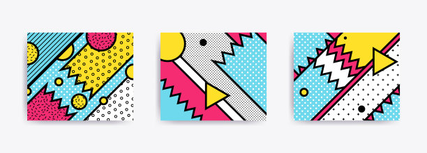 色彩缤纷的潮流新孟菲斯几何背景图片下载