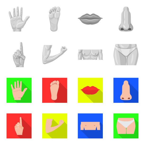 人的孤立对象和部分符号的集合图片下载