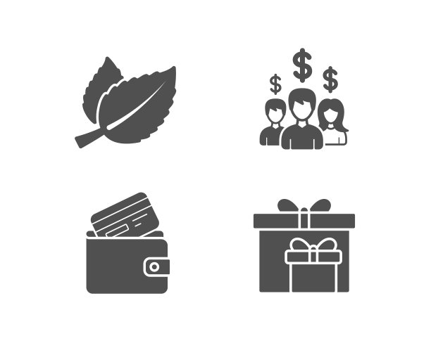 薄荷叶工资员工和借记卡图标图片下载