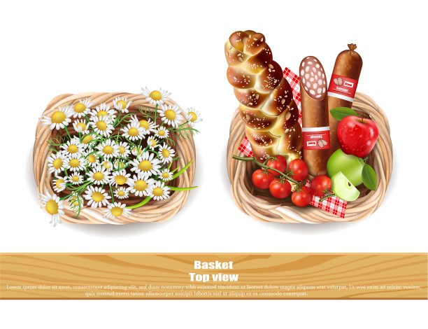 食品满篮子和甘菊图片下载