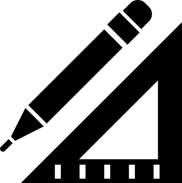 铅笔和尺子扁平图标图片下载