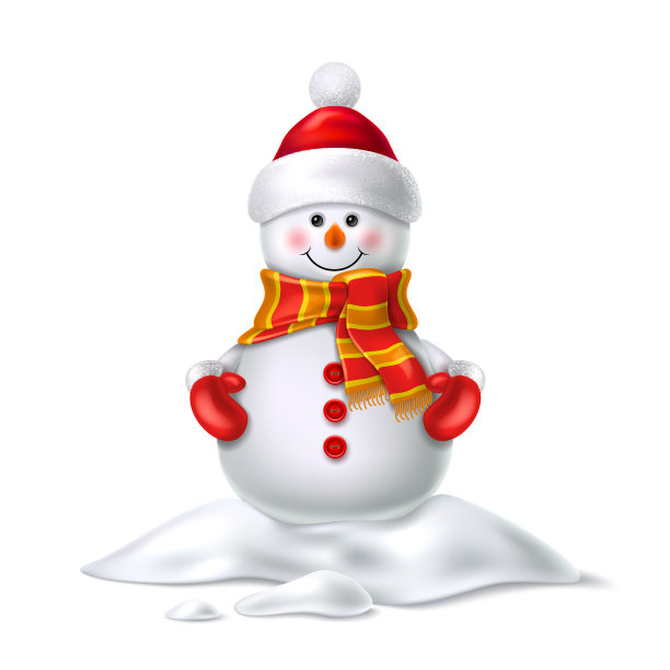 戴手套围巾帽子的可爱雪人素材图片