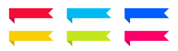 旗帜缎带套彩色标签。向量孤立的插图。销售旗帜矢量孤立彩色模板设计。现代抽象向量横幅集。平面设计风格。图片下载