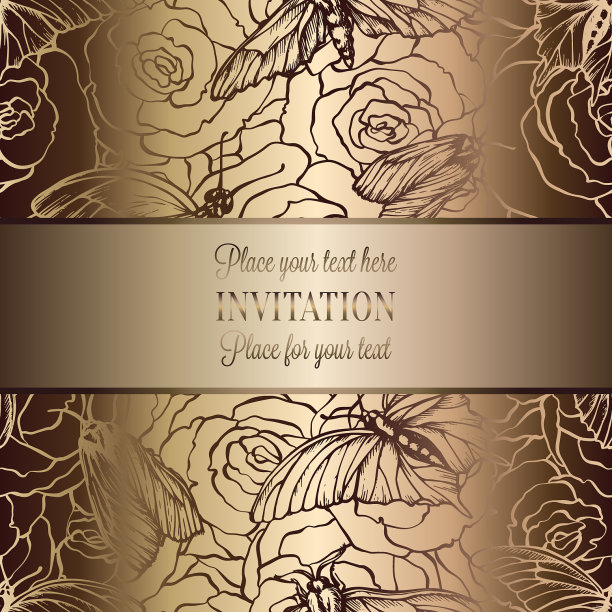 错综复杂的巴洛克豪华婚礼请柬图片下载