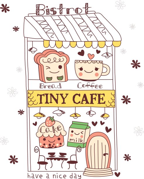 可爱的涂鸦卡通蛋糕图片下载