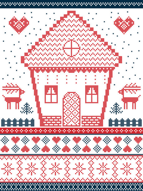 北欧姜饼屋在蓝色和红色sm图片下载