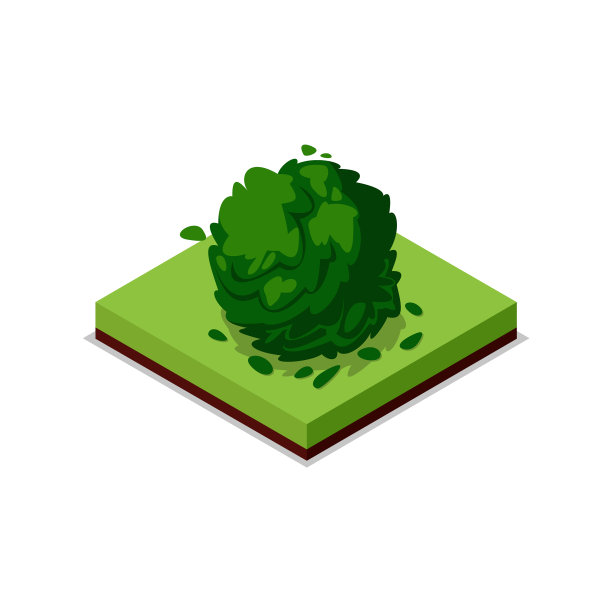 绿色灌木等距3d图标图片下载