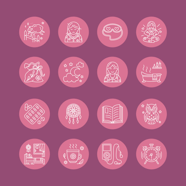 失眠问题的现代线条图标图片下载