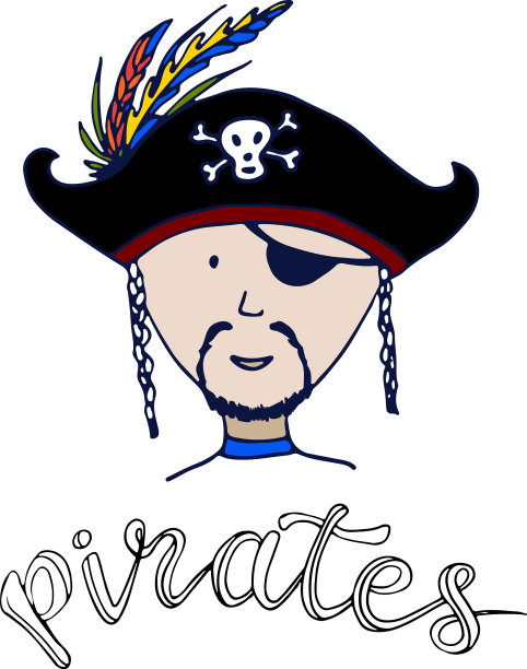 海盗偶像标签上的胡子男子戴三角帽图片下载