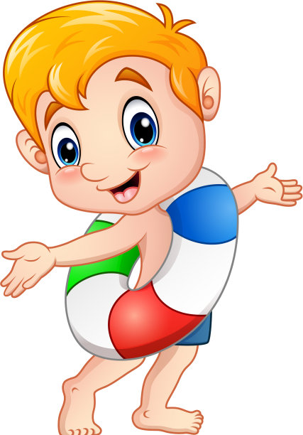 卡通男孩与浮标展示图片下载