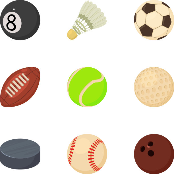 运球图标设置卡通风格图片下载