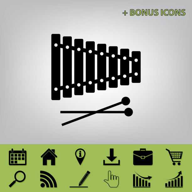 木琴标志黑色，灰色图标图片下载