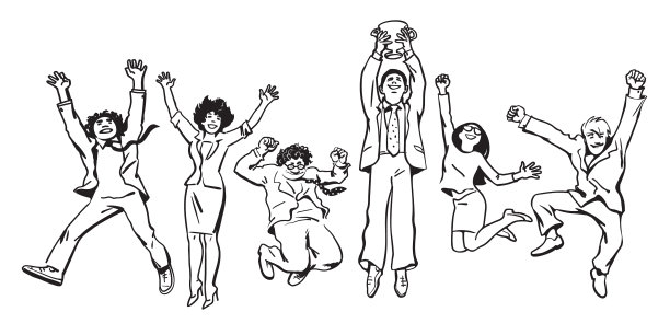 业务团队欢呼雀跃，高举胜利图片下载