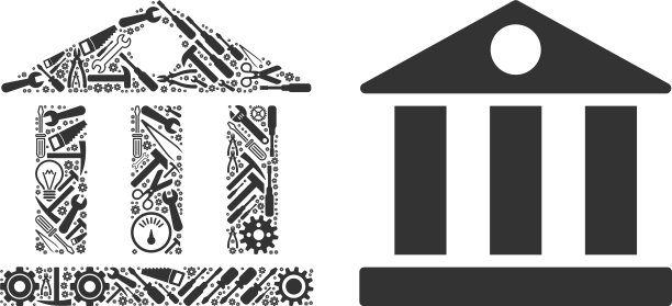 银行建筑马赛克服务工具图片下载