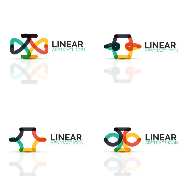 一组抽象的花或星形的极简线性图片下载