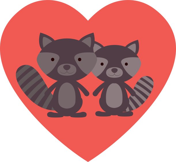 孤立的浣熊卡通设计图片下载