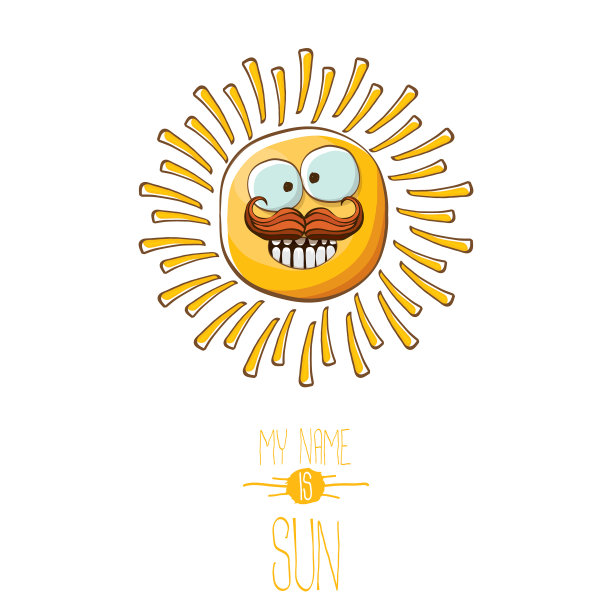 时髦的卡通风格的夏季太阳人物图片下载