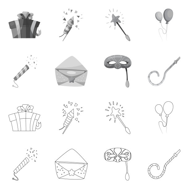 设计派对及生日标志套装图片下载