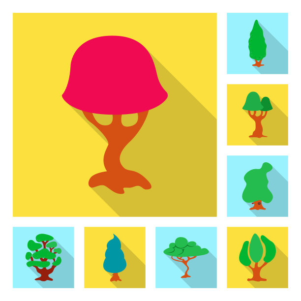 树和自然标志集图片下载