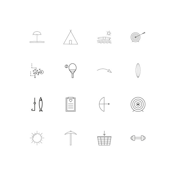 运动健身和娱乐简单的线性图标图片下载