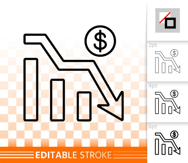 图形向下简单的黑线图标图片下载