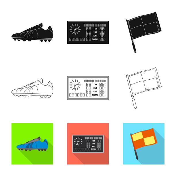 孤立的足球对象和齿轮符号集图片下载