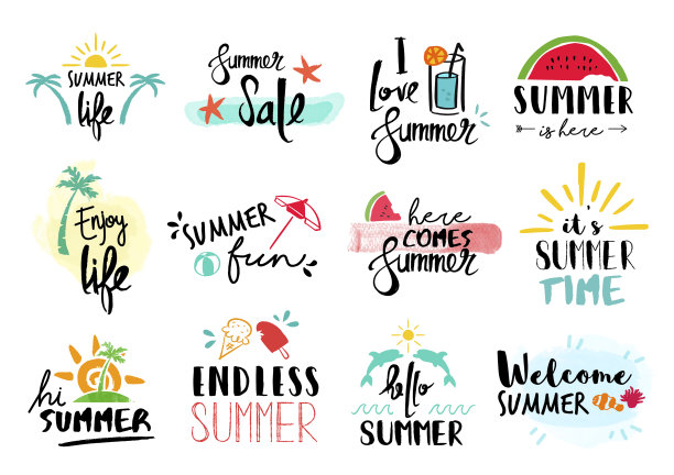 夏季报价集排版手绘装饰图片下载