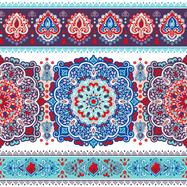 美丽的印度花涡纹无缝装饰图片下载