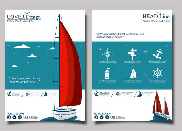 游艇俱乐部设计带有帆的船帆图片下载