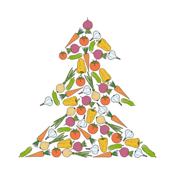 素食圣诞树由蔬菜图片下载