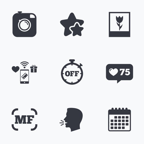 相机图标手动对焦和微距标志图片下载