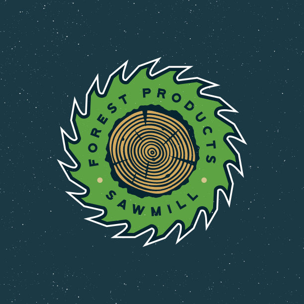 锯木厂标志复古风格的木制品徽章图片下载