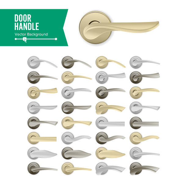 门把手设置逼真的经典元素图片下载