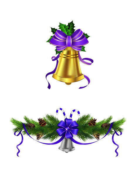 圣诞装饰与弓集图片下载