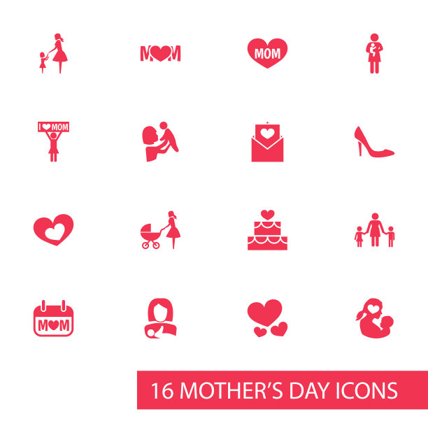 母亲节图标设计概念集16个这样图片下载