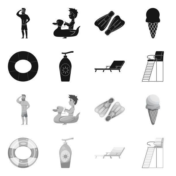 游泳池和游泳标志的设计图片下载